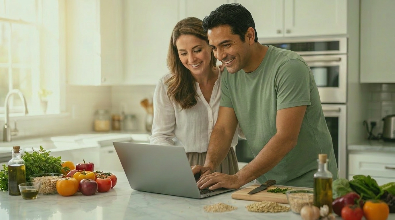 Person enjoying a healthy, balanced meal