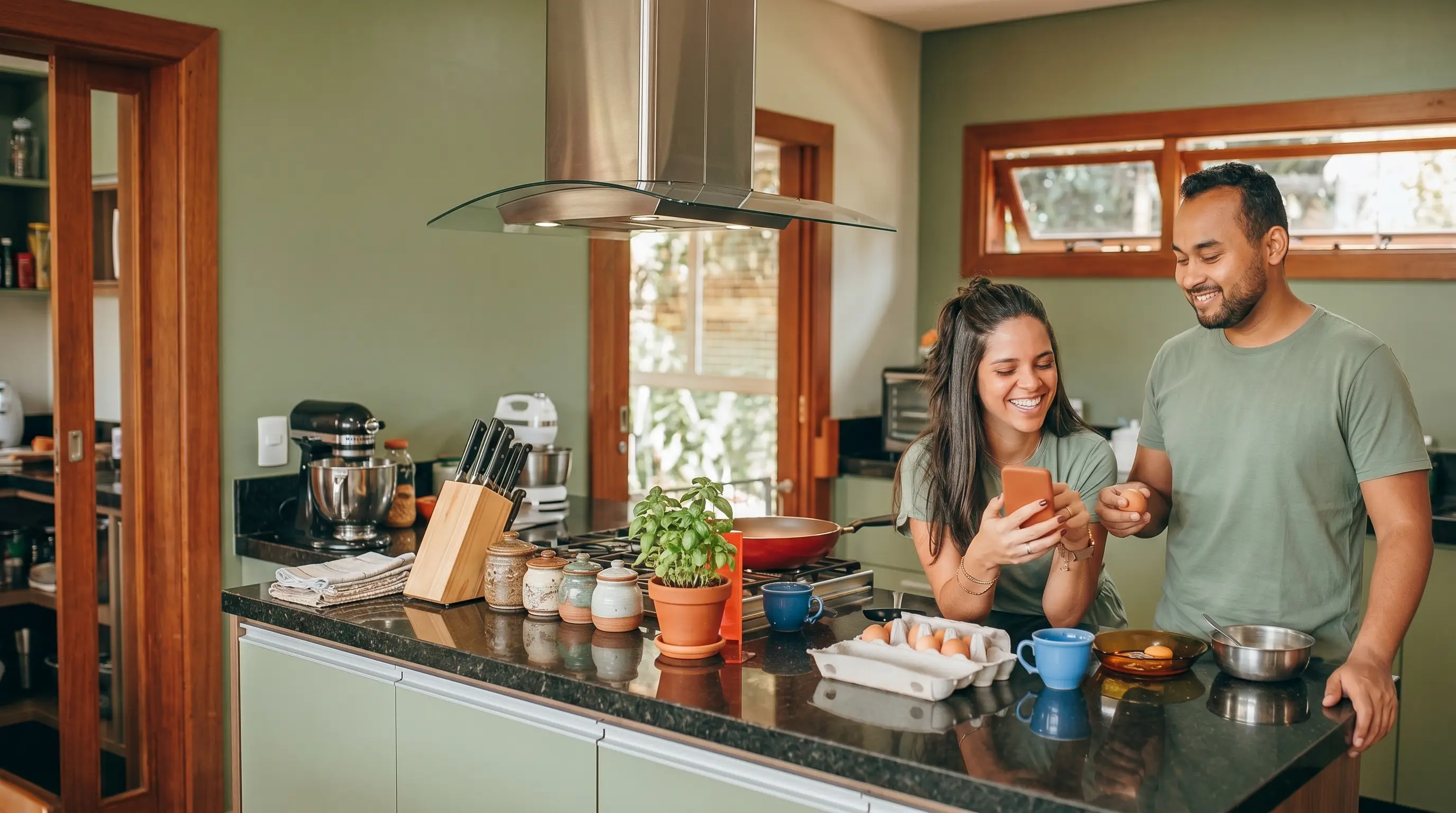 Precision Telemed | Compounded Semaglutide Couple cooking a healthy meal together in a modern kitchen