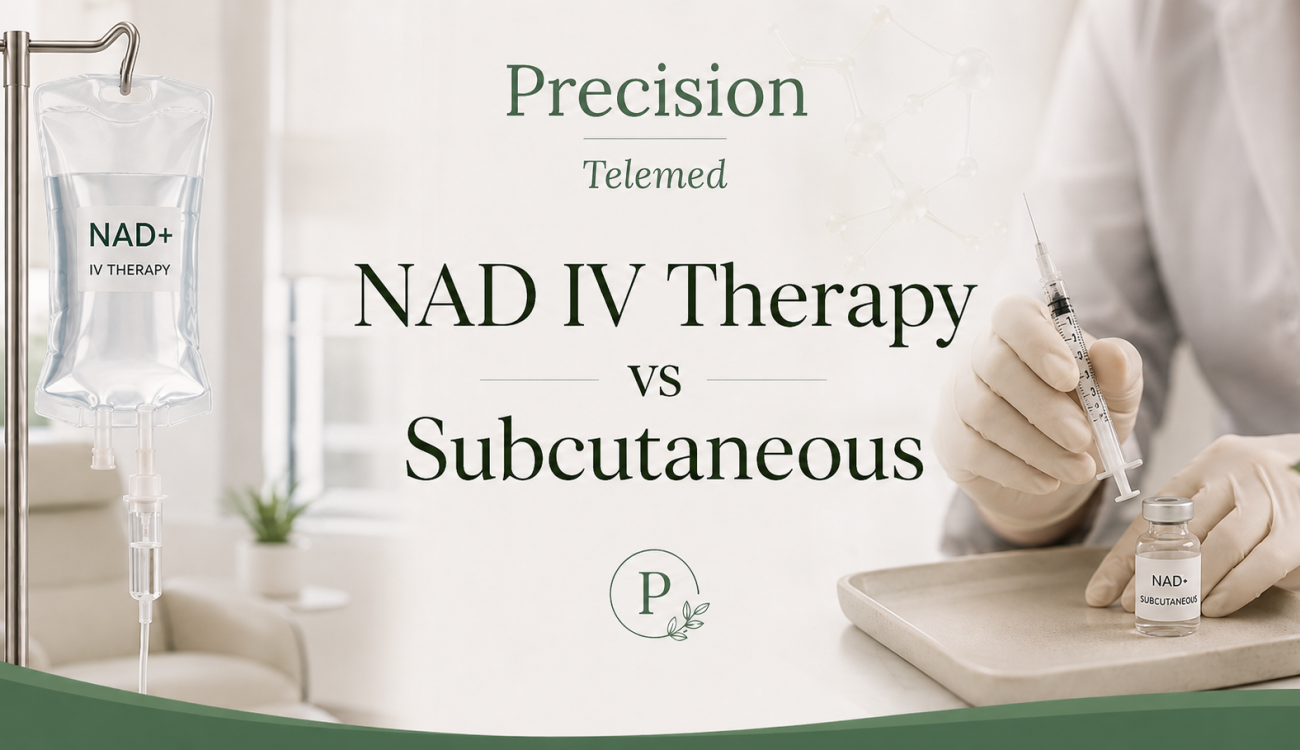 Precision Telemed | NAD IV Therapy vs Subcutaneous: Why I Recommend Subcutaneous for Most of My Patients Precision Telemed | NAD IV Therapy vs Subcutaneous: Why I Recommend Subcutaneous for Most of My Patients